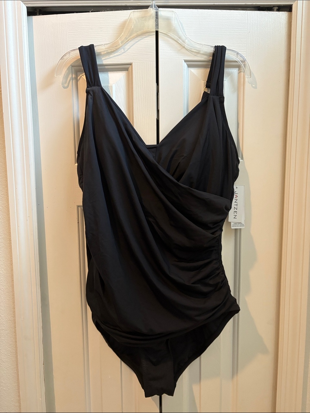 Jantzen Black Surplice One Piece Swimsuit 18W Tummy Control Smoothing